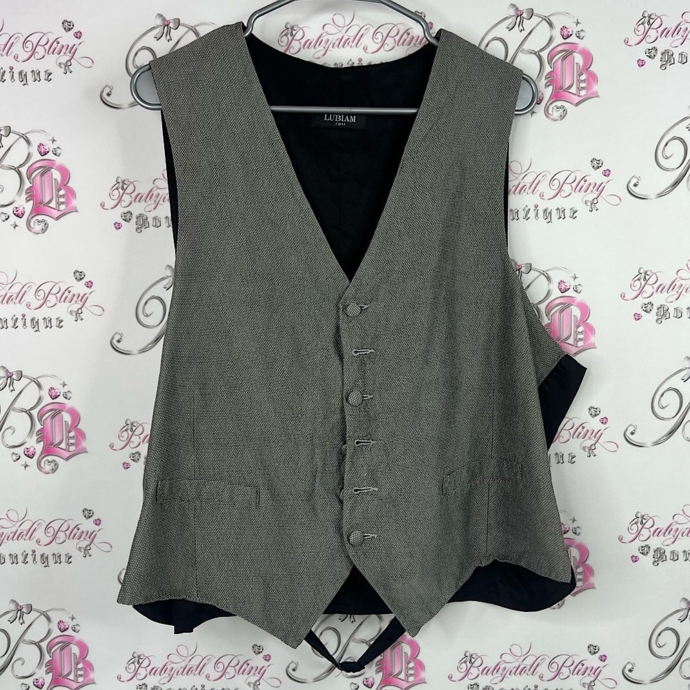 Lubiam 1911 vest formal button up Dark Gray Suit Jacket button down